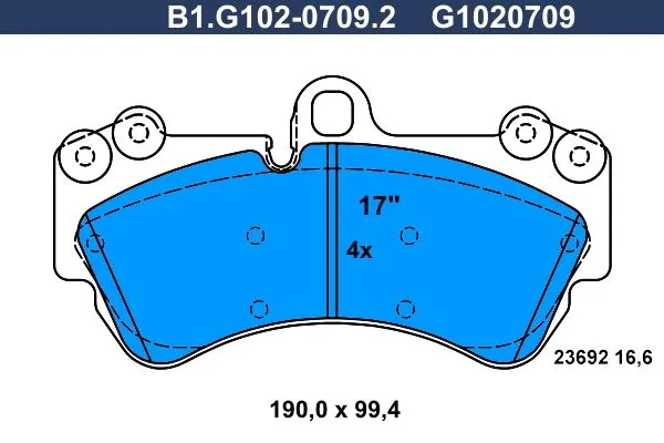 Колодки тормозные дисковые передние PORSCHE Cayenne, VOLKSWAGEN Touareg Galfer B1.G102-0709.2