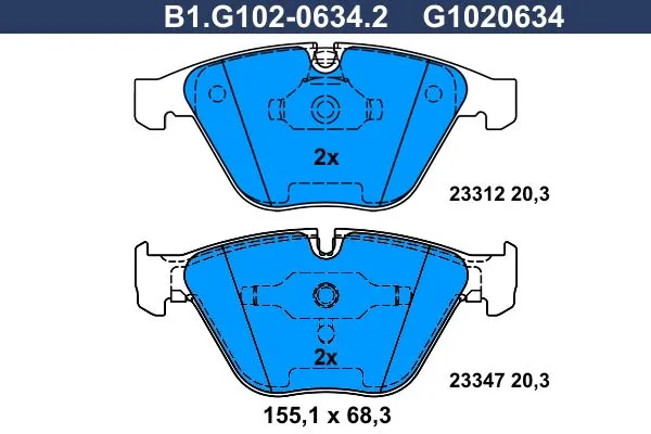 Колодки тормозные дисковые передние BMW 1, 3, 5, 6, 7 Galfer B1.G102-0634.2