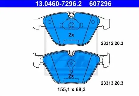 Колодки тормозные дисковые передние BMW 5, 6 Ate 13.0460-7296.2