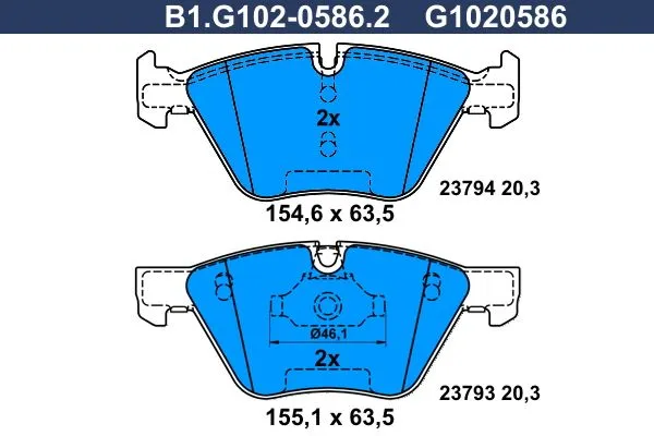 Колодки тормозные дисковые передние BMW 5 Galfer B1.G102-0586.2