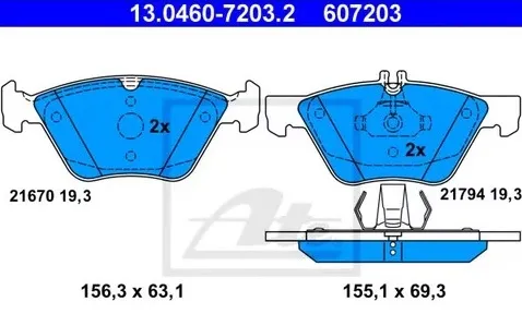 Колодки тормозные дисковые MERCEDES E Ate 13.0460-7203.2