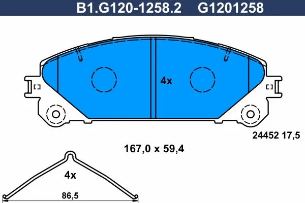 Колодки тормозные передние TOYOTA Camry, LEXUS ES Galfer B1.G120-1258.2
