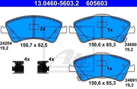 Колодки тормозные дисковые передние TOYOTA Auris, Avensis Ate 13.0460-5603.2